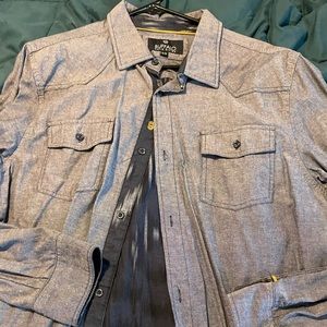 Buffalo David Britton casual Botton down denim shirt. Adult XL